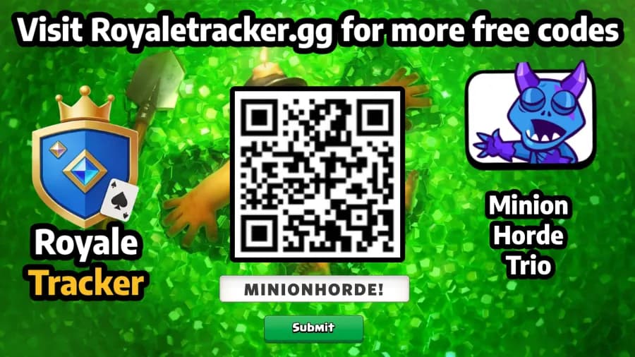 Free QR code to redeem Emote: Minion Horde Trio in Clash Royale