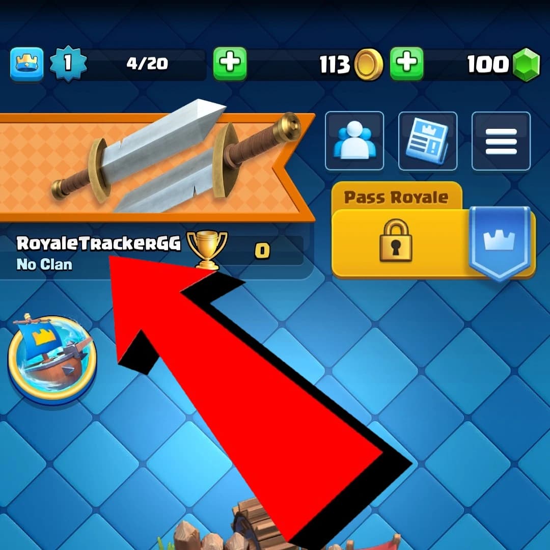 Step 1: tap your name and profile banner in the top left corner of the Clash Royale main screen