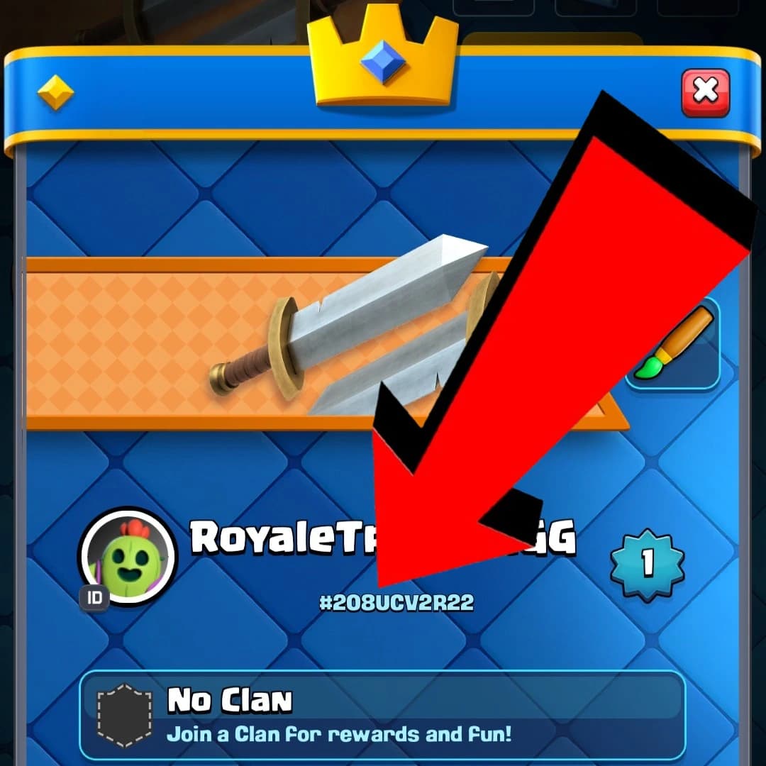 Step 2: your player tag, starting with #, is shown directly under your name on the profile screen