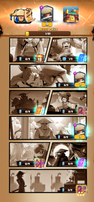 The full Wandering Warrior path, showing the Grand Prize and all nine Scenes