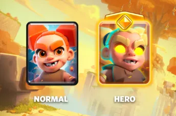 Side by side comparison of the normal Berserker card and the Hero Berserker card, which has glowing eyes and a gold Hero frame