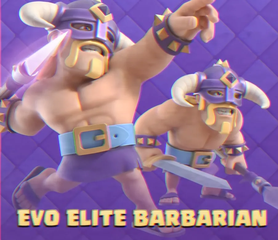 Evo Elite Barbarians announcement splash art, showing both Barbarians with rage-tipped javelins